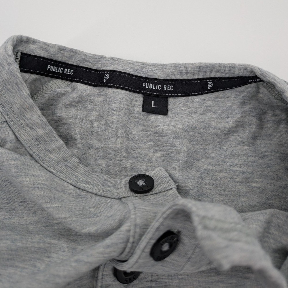 Public Rec Shirt Mens Large Gray Henley Go To Long Sleeve Performance Pullover - Picture 3 of 8